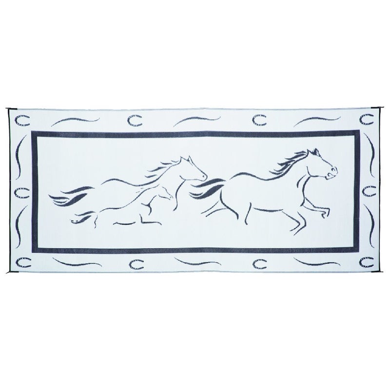 Stylish Camping GH8181 Black/White 8' x 18' Galloping Horses Mat, 1 Pack - Image 3